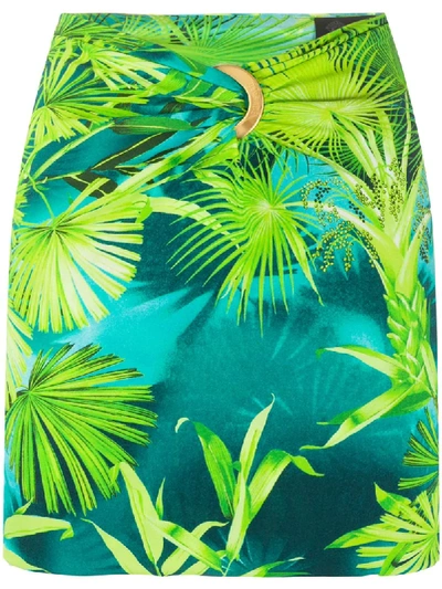 Shop Versace Jungle Print Mini Skirt In Green