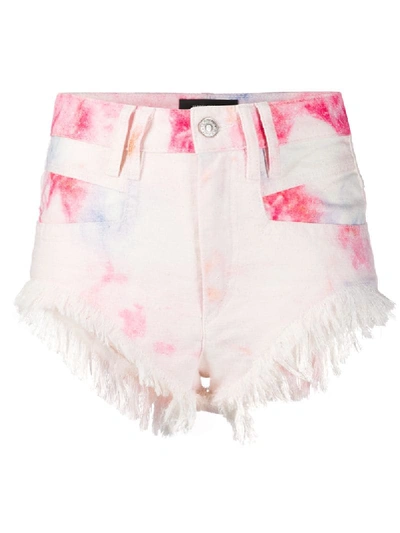 Shop Isabel Marant Bleached Fringed Denim Shorts In Pink