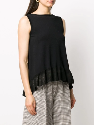 Shop D-exterior Ruffled Hem Knitted Top In Black