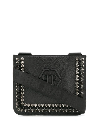 Shop Philipp Plein Studded Logo Crossbody Bag In Black