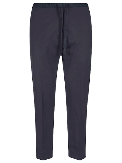Shop Jil Sander Drawstring Cropped Trousers In Navy