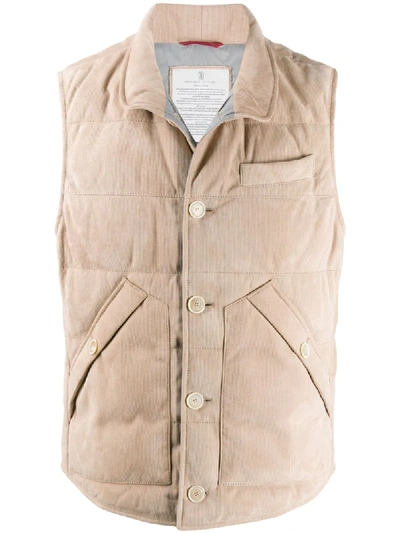 Shop Brunello Cucinelli Quilte-down Cudrouy Gilet In Neutrals