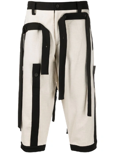 Shop Yohji Yamamoto Strap Detail Shorts In Neutrals