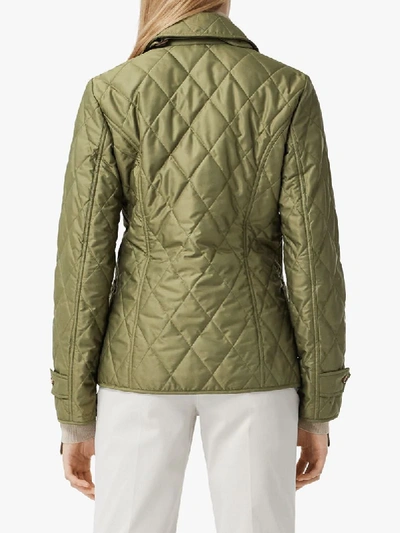 Shop Burberry Diamond Quilted Thermoregulated Jacket In Green