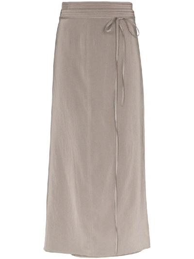 Shop Lemaire High-waist Wrap-effect Skirt In Grey