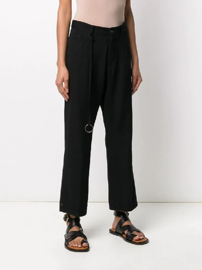 Shop Ann Demeulemeester Cropped Bootcut Trousers In Black