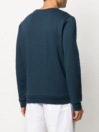 Shop Apc Peace Print Long Sleeve Sweatshirt In Blue