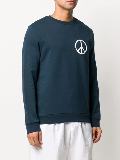 Shop Apc Peace Print Long Sleeve Sweatshirt In Blue