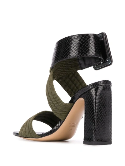 Shop Pinko Embossed Wrap Buckle Sandals In Green