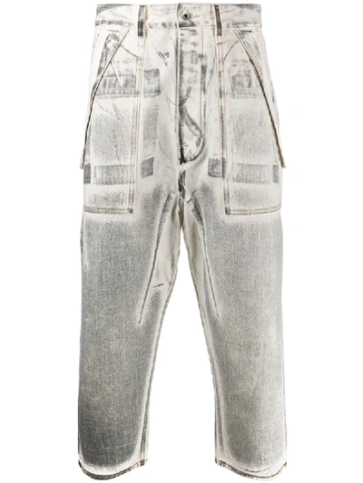 Shop Rick Owens Drkshdw Cropped Distressed Finish Jeans In Grey