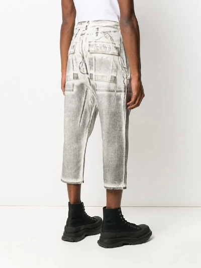 Shop Rick Owens Drkshdw Cropped Distressed Finish Jeans In Grey