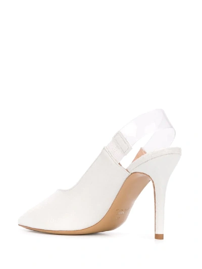 Shop Pinko Snake Embossed Pumps In White