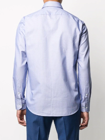 Shop Hugo Boss Long Sleeved Cotton Shirt In Blue