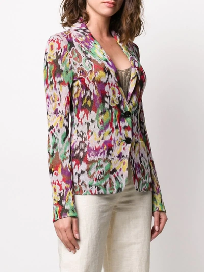 Shop Missoni Abstract-pattern Fitted Blazer In Brown