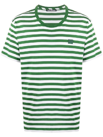Shop Acne Studios Face Striped Short-sleeve T-shirt In Green
