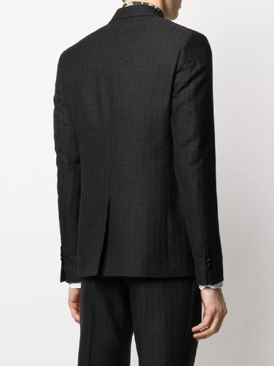 Shop Fendi Logo Jacquard Blazer In Black