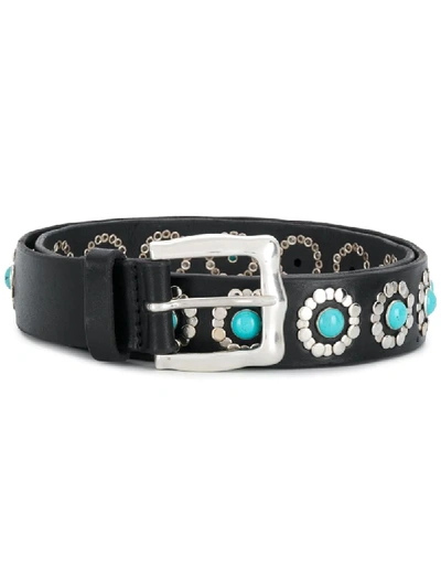 Shop Orciani Stone Embellished Belt In Black