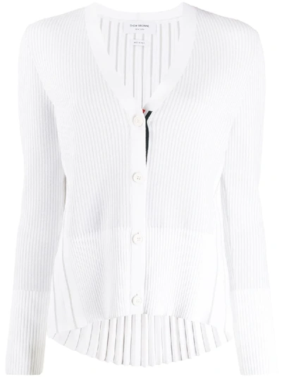 Shop Thom Browne Pleated Back Cardigan In Grey