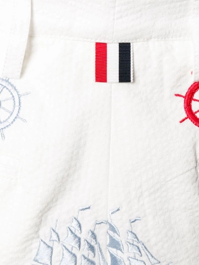 Shop Thom Browne Nautical Print Shorts In White
