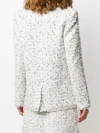 Shop Karl Lagerfeld Bouclé Tweed Blazer In White