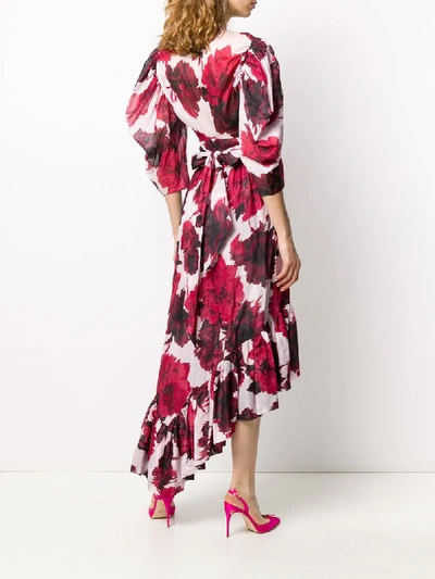 Shop Alexandre Vauthier Floral-print Asymmetric Dress In Red