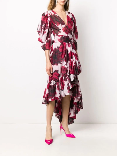 Shop Alexandre Vauthier Floral-print Asymmetric Dress In Red