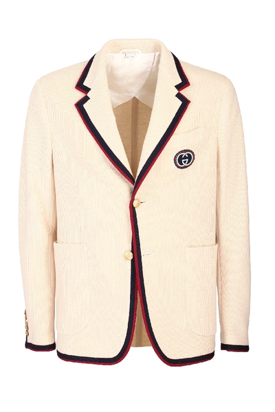 Shop Gucci Palma Wool And Cotton Jacket In Margarine