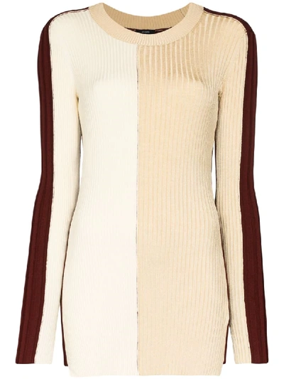 Shop Joseph Panelled Ribbed-knit Jumper In Neutrals