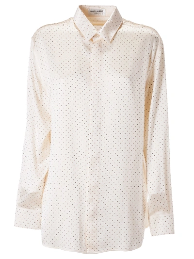 Shop Saint Laurent All-over Dot Shirt In Bianco