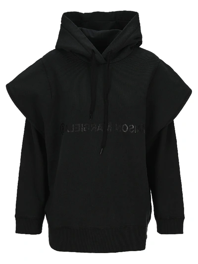 Shop Mm6 Maison Margiela Mm6 Double Sleeve Logo Hoodie In Black