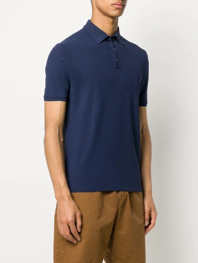 Shop Zanone Plain Polo Shirt In Blue