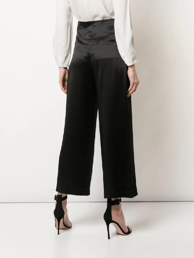 Shop Fleur Du Mal Corset Waist Wide-leg Trousers In Black
