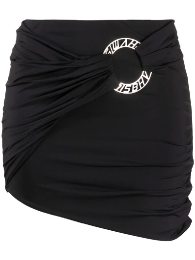 Shop Misbhv Asymmetric Ruched Mini Skirt In Black