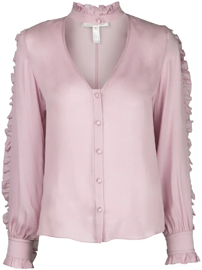 Shop Fleur Du Mal Ruffle-trimmed Silk Blouse In Pink