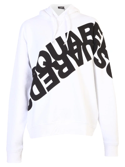 Shop Dsquared2 Printed Hoodie In Bianco