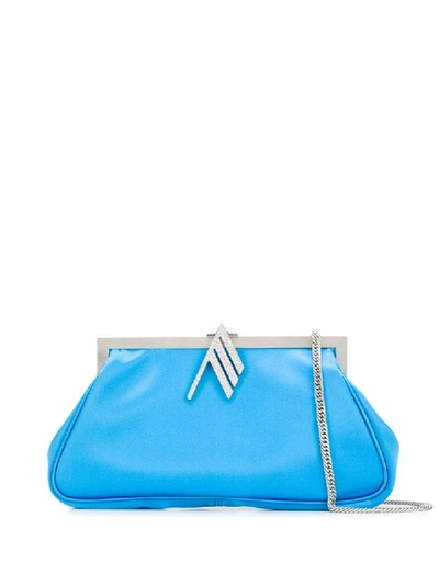 Shop Attico Logo Plaque Clutch Bag In Blue