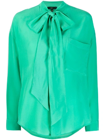 Shop Jejia Pussy Bow Blouse In Green