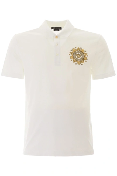 Shop Versace Polo Shirt In Bianco/oro