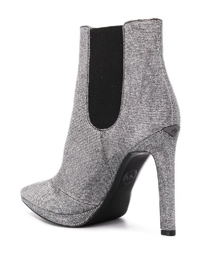 Shop Michael Kors Brielle Glitter Ankle Boots In Silver