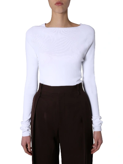 Shop Bottega Veneta Long Sleeve Sweater In Off White