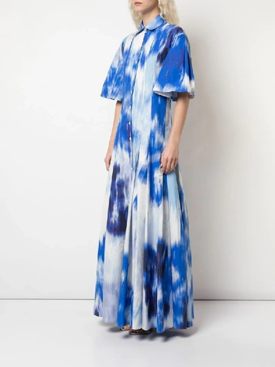 Shop Carolina Herrera Abstract Print Shirt Gown In Blue