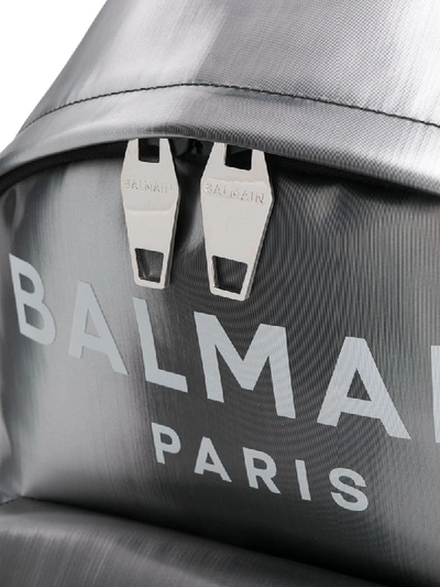 Shop Balmain B-back Backpack In Silver