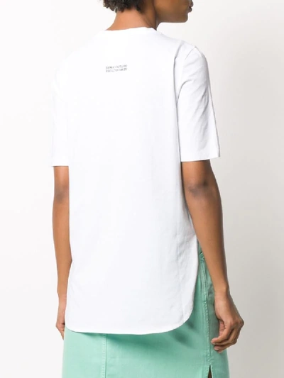 Shop Semicouture Curved Hem T-shirt In White