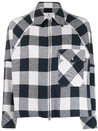 Shop Woolrich Check Print Peacoat In Blue