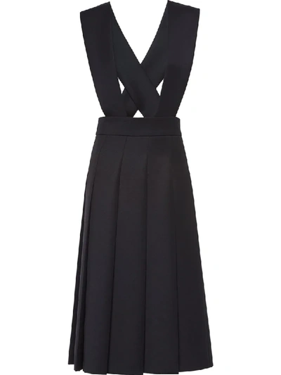 Shop Miu Miu Compact Pleated Dress In Black
