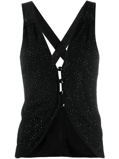 Pre-owned Giorgio Armani 1990s Crystal-embellished Top In Black