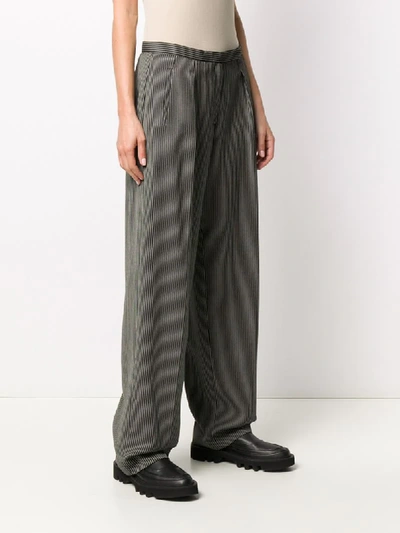 Pre-owned Giorgio Armani 1990s Striped Wide-leg Trousers In Black
