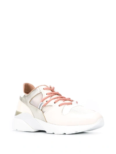 Shop Hogan Contrast Panel Metallic Detail Sneakers In Neutrals