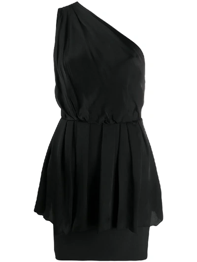 Shop Alexandre Vauthier Draped One-shoulder Mini Dress In Black