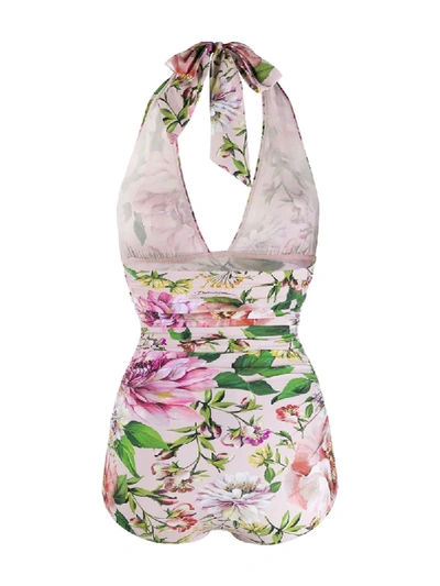 Shop Dolce & Gabbana Floral Print Swimsuit In Pink